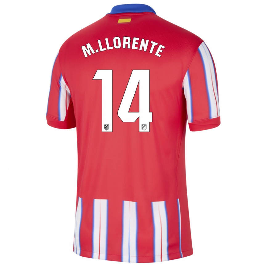 Men Football Marcos Llorente #14 Red White Blue Home Jersey 2024/25 T-Shirt Uk