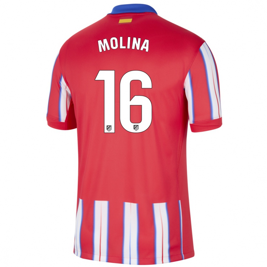 Men Football Nahuel Molina #16 Red White Blue Home Jersey 2024/25 T-Shirt Uk