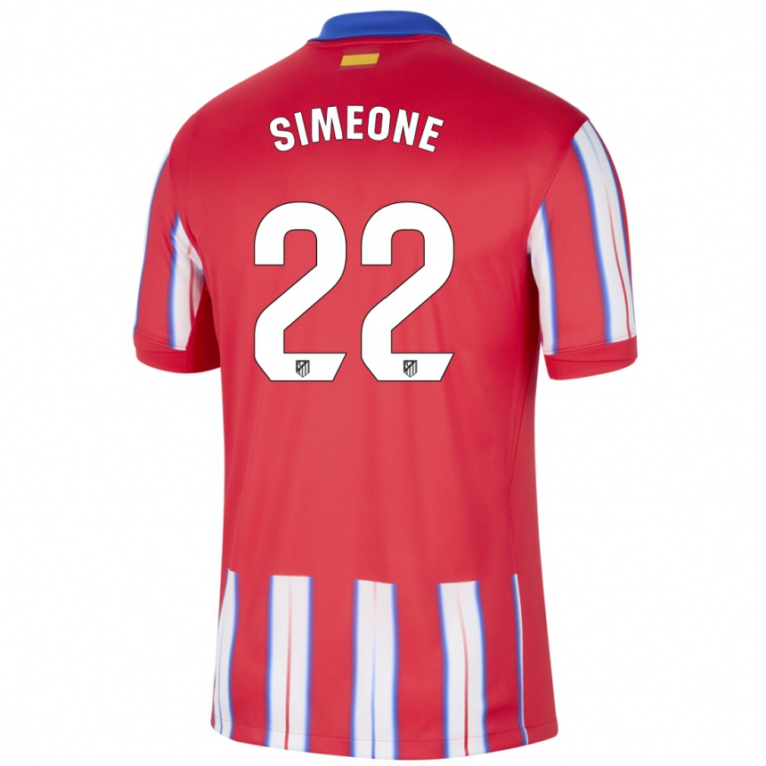 Men Football Giuliano Simeone #22 Red White Blue Home Jersey 2024/25 T-Shirt Uk