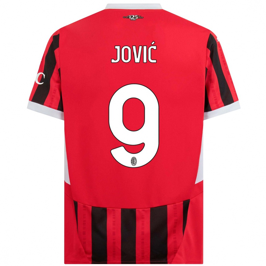 Men Football Luka Jovic #9 Red Black Home Jersey 2024/25 T-Shirt Uk