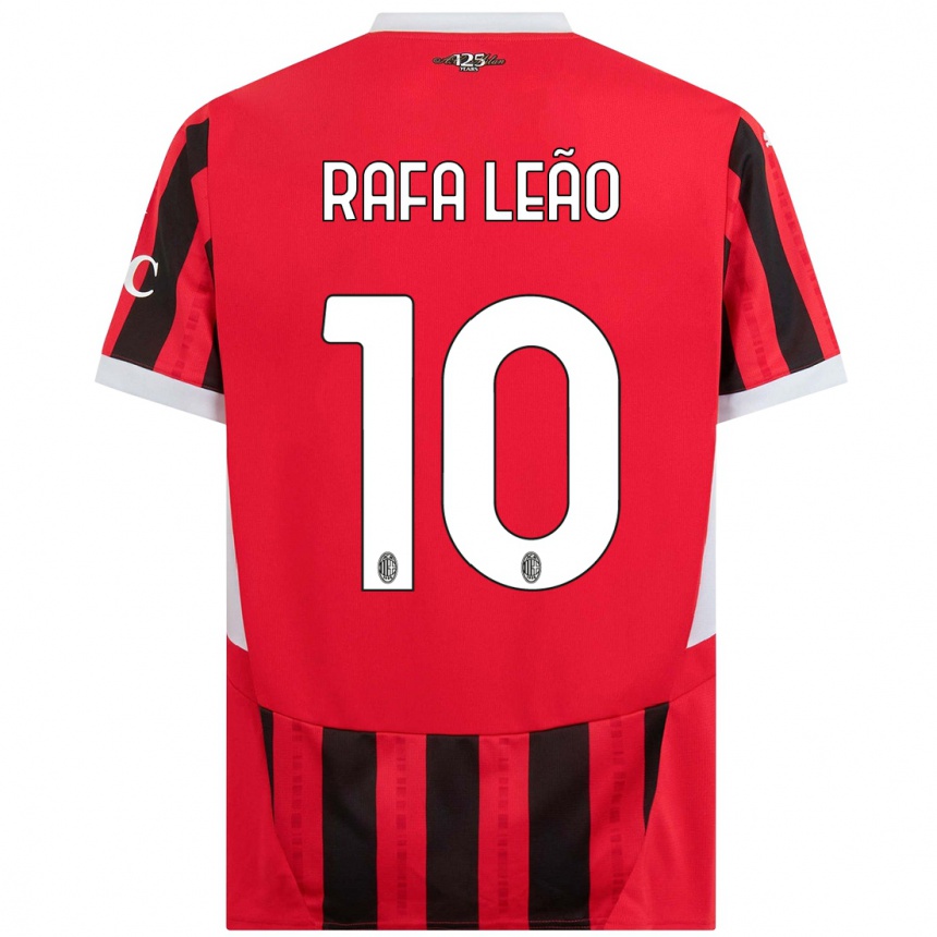 Men Football Rafael Leao #10 Red Black Home Jersey 2024/25 T-Shirt Uk