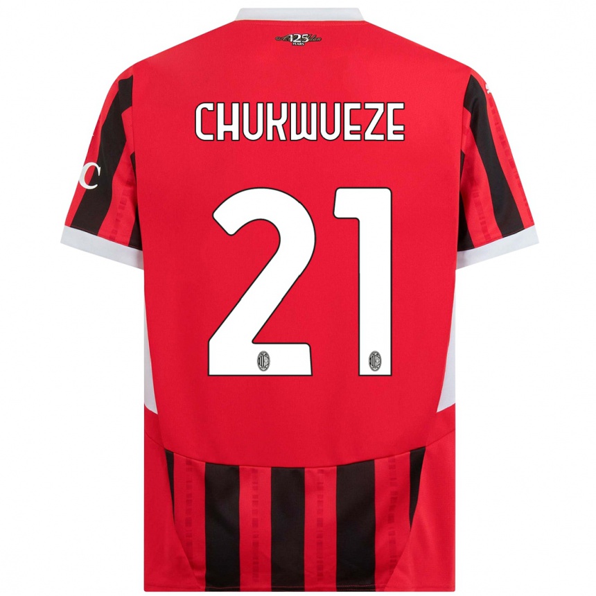 Men Football Samuel Chukwueze #21 Red Black Home Jersey 2024/25 T-Shirt Uk