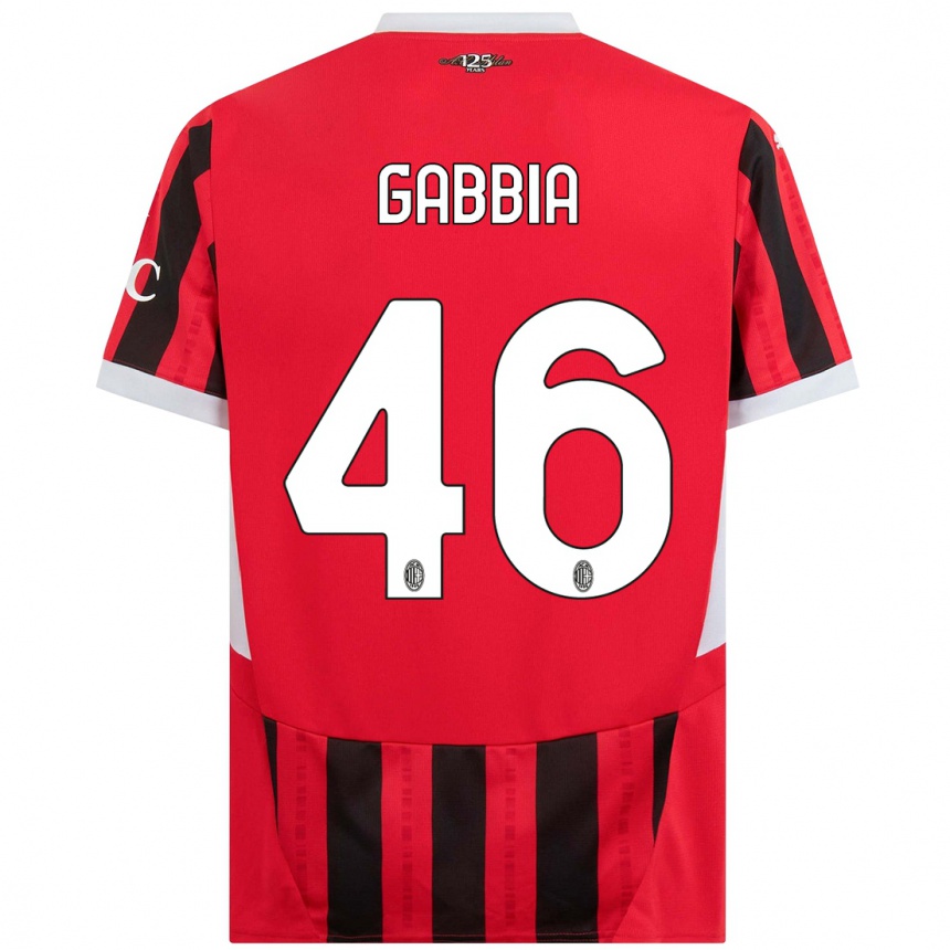 Men Football Matteo Gabbia #46 Red Black Home Jersey 2024/25 T-Shirt Uk