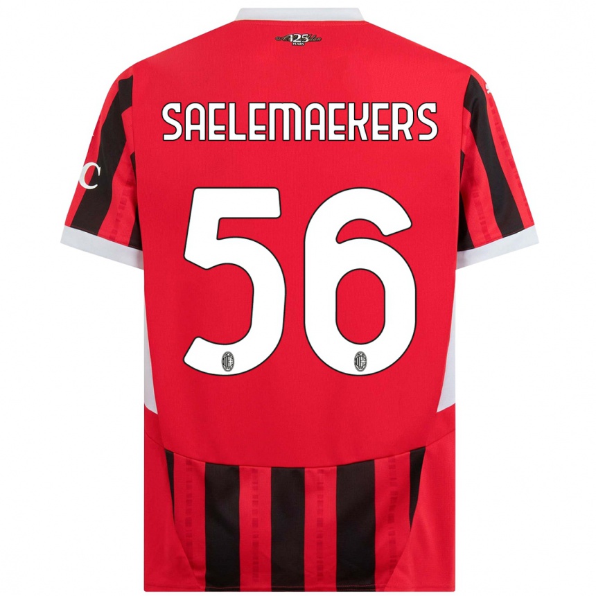 Men Football Alexis Saelemaekers #56 Red Black Home Jersey 2024/25 T-Shirt Uk