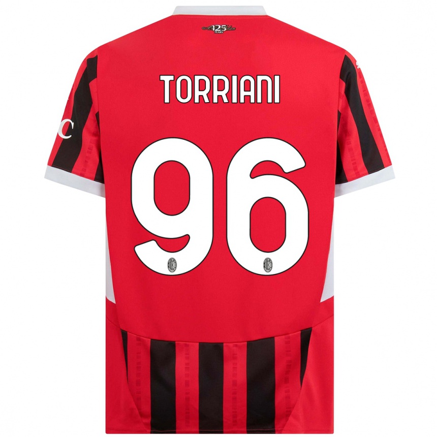 Men Football Lorenzo Torriani #96 Red Black Home Jersey 2024/25 T-Shirt Uk