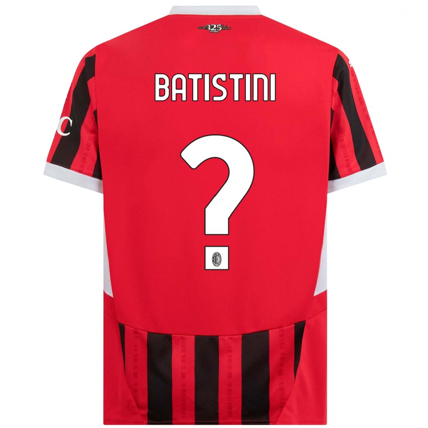 Men Football Simone Batistini #0 Red Black Home Jersey 2024/25 T-Shirt Uk