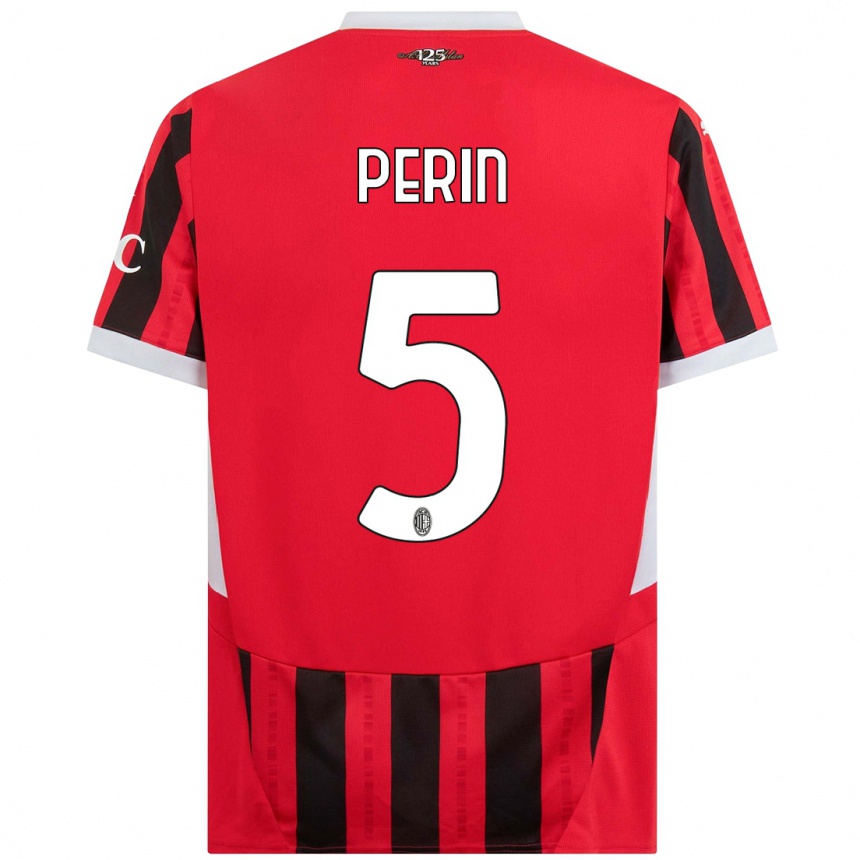 Men Football Ernesto Perin #5 Red Black Home Jersey 2024/25 T-Shirt Uk