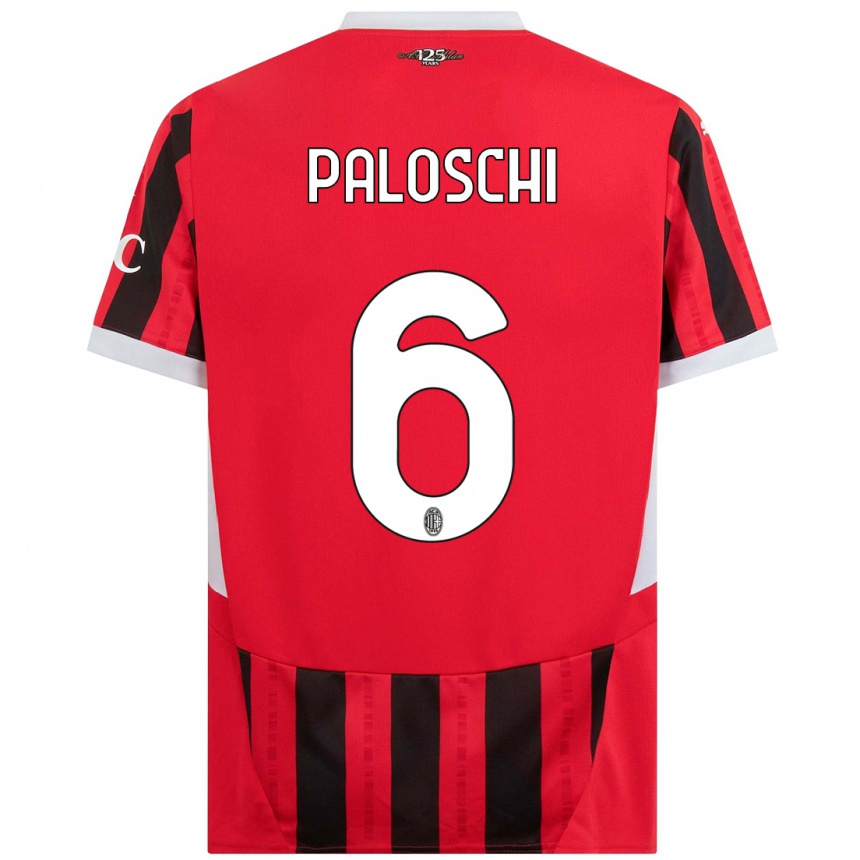 Men Football Dorian Paloschi #6 Red Black Home Jersey 2024/25 T-Shirt Uk