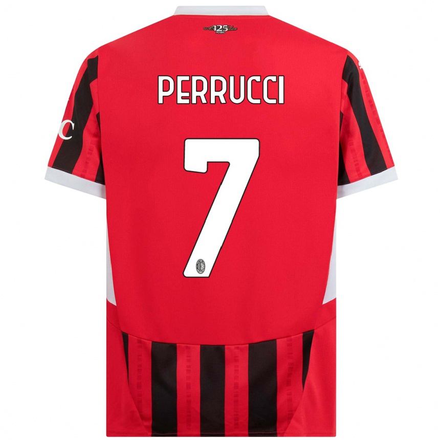 Men Football Vincenzo Perrucci #7 Red Black Home Jersey 2024/25 T-Shirt Uk