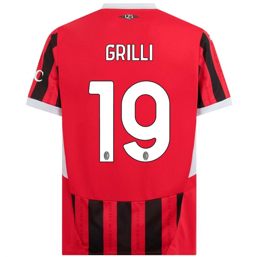 Men Football Lorenzo Grilli #19 Red Black Home Jersey 2024/25 T-Shirt Uk