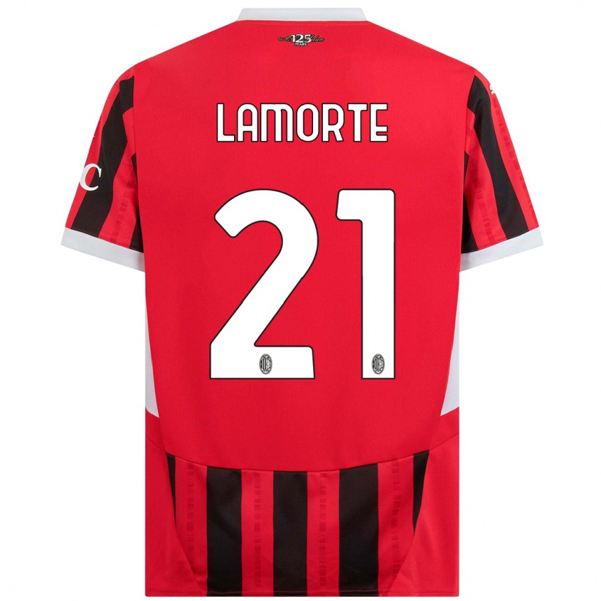 Men Football Alessandro Lamorte #21 Red Black Home Jersey 2024/25 T-Shirt Uk