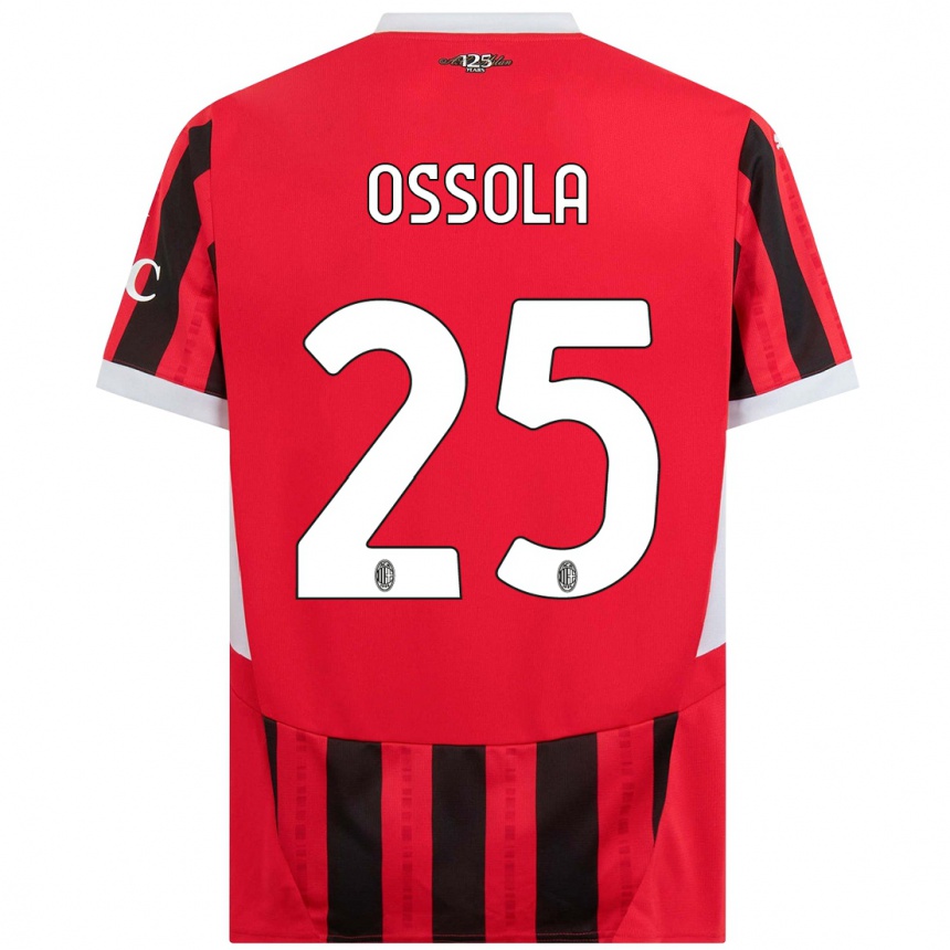 Men Football Lorenzo Ossola #25 Red Black Home Jersey 2024/25 T-Shirt Uk