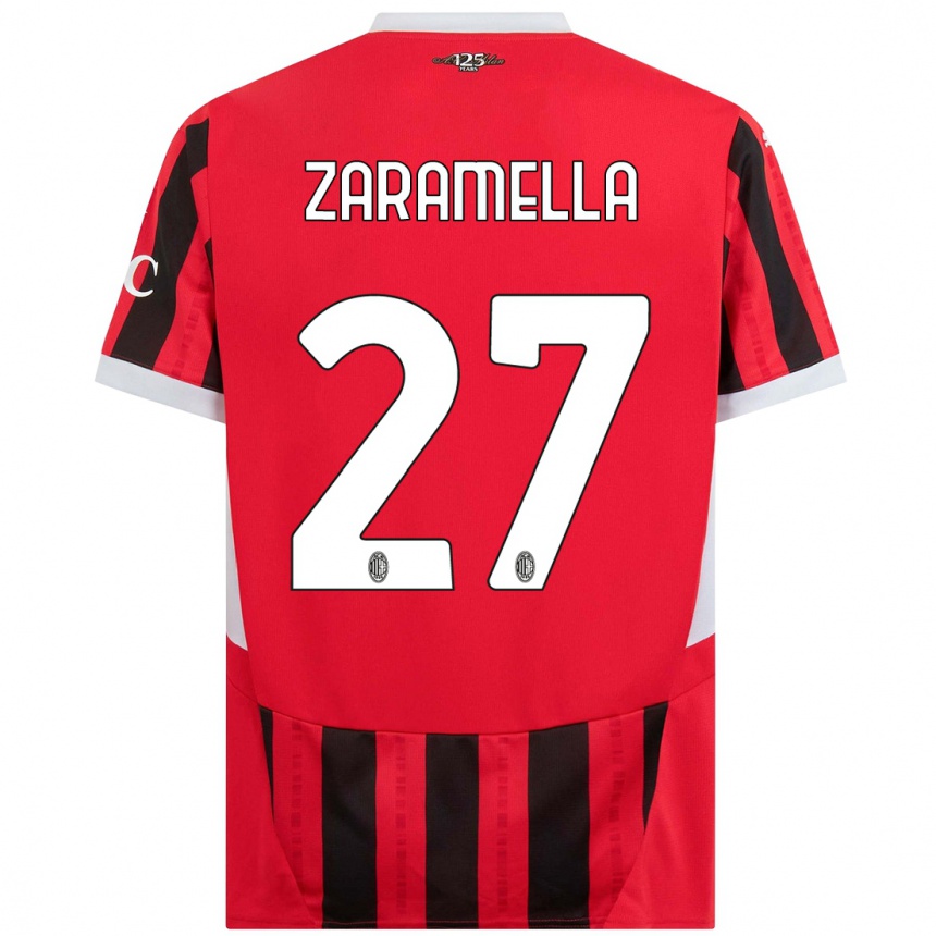 Men Football Mattia Zaramella #27 Red Black Home Jersey 2024/25 T-Shirt Uk