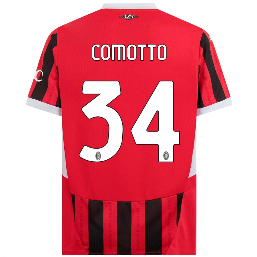 Men Football Christian Comotto #34 Red Black Home Jersey 2024/25 T-Shirt Uk