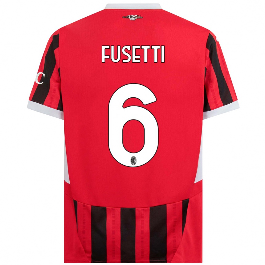 Men Football Laura Fusetti #6 Red Black Home Jersey 2024/25 T-Shirt Uk