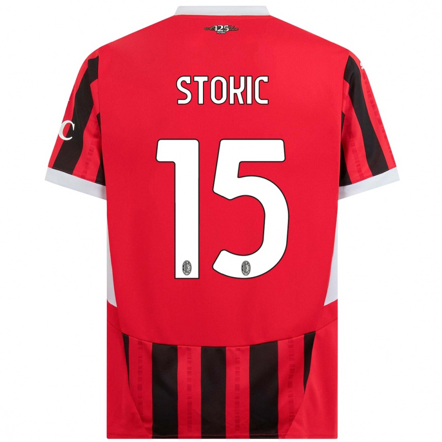 Men Football Sara Stokić #15 Red Black Home Jersey 2024/25 T-Shirt Uk