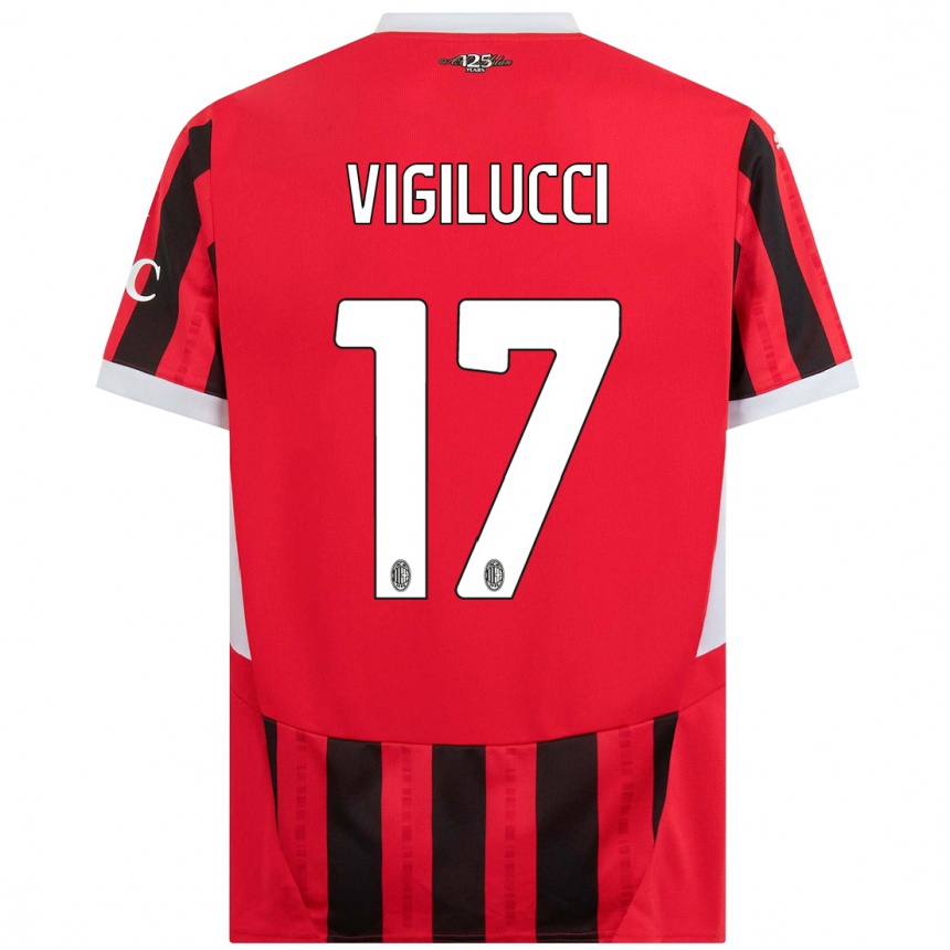 Men Football Valery Vigilucci #17 Red Black Home Jersey 2024/25 T-Shirt Uk