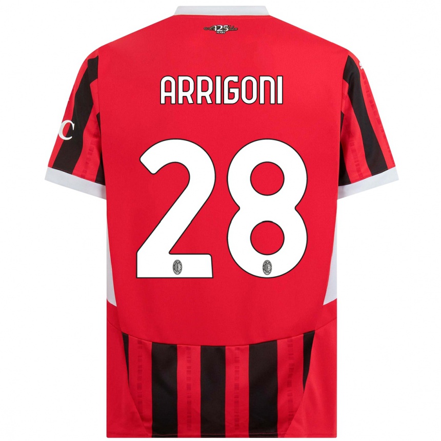 Men Football Giorgia Arrigoni #28 Red Black Home Jersey 2024/25 T-Shirt Uk