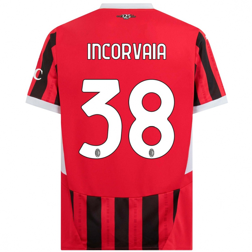 Men Football Giovanni Incorvaia #38 Red Black Home Jersey 2024/25 T-Shirt Uk