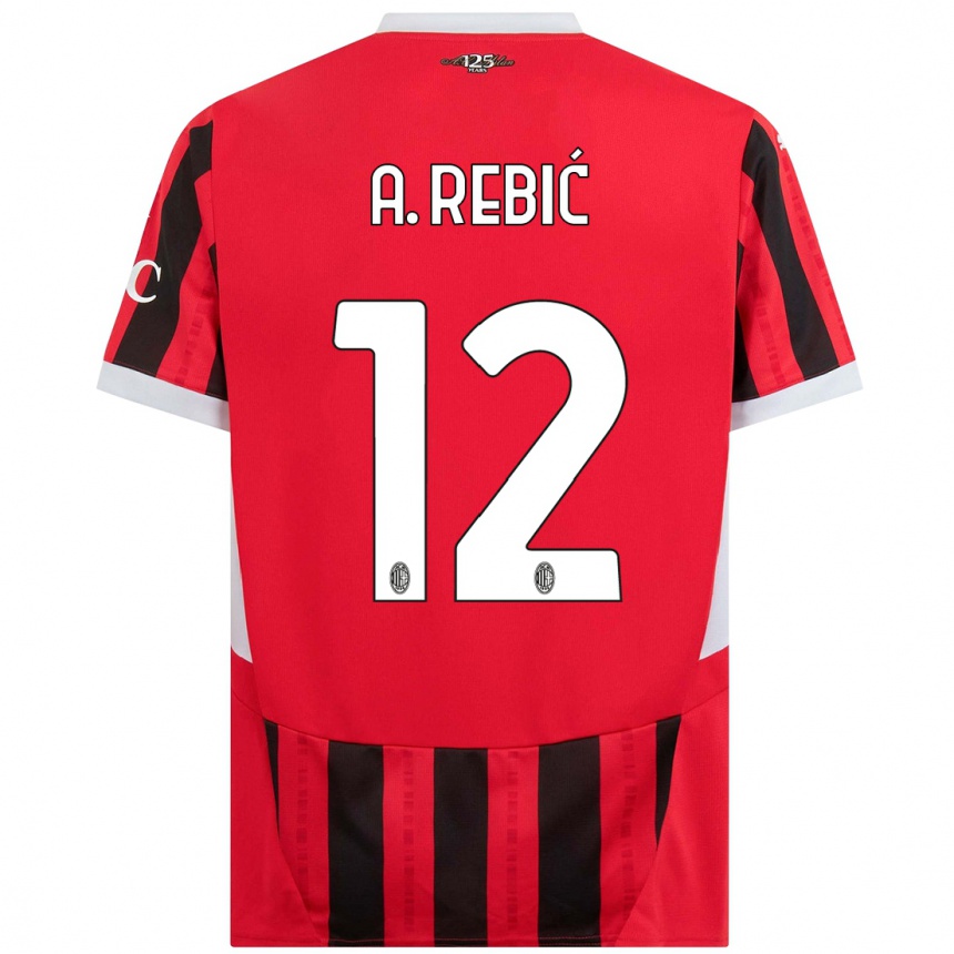 Men Football Ante Rebic #12 Red Black Home Jersey 2024/25 T-Shirt Uk