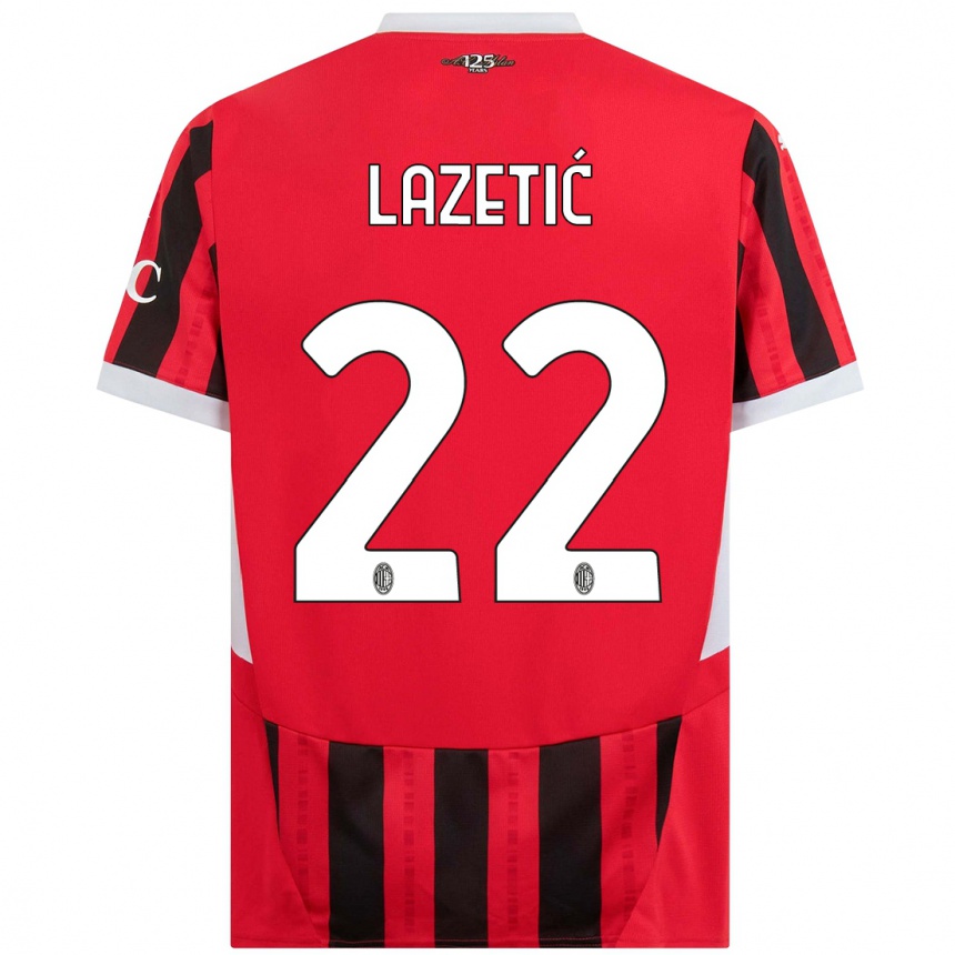 Men Football Marko Lazetic #22 Red Black Home Jersey 2024/25 T-Shirt Uk