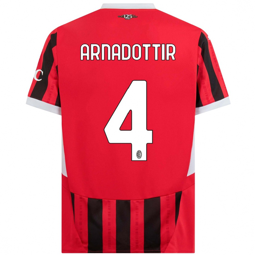 Men Football Guony Arnadottir #4 Red Black Home Jersey 2024/25 T-Shirt Uk