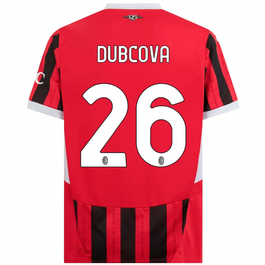 Men Football Michaela Dubcova #26 Red Black Home Jersey 2024/25 T-Shirt Uk