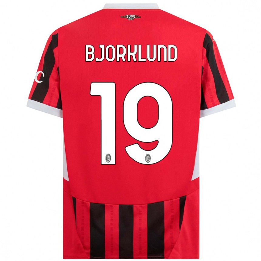 Men Football Lukas Bjorklund #19 Red Black Home Jersey 2024/25 T-Shirt Uk