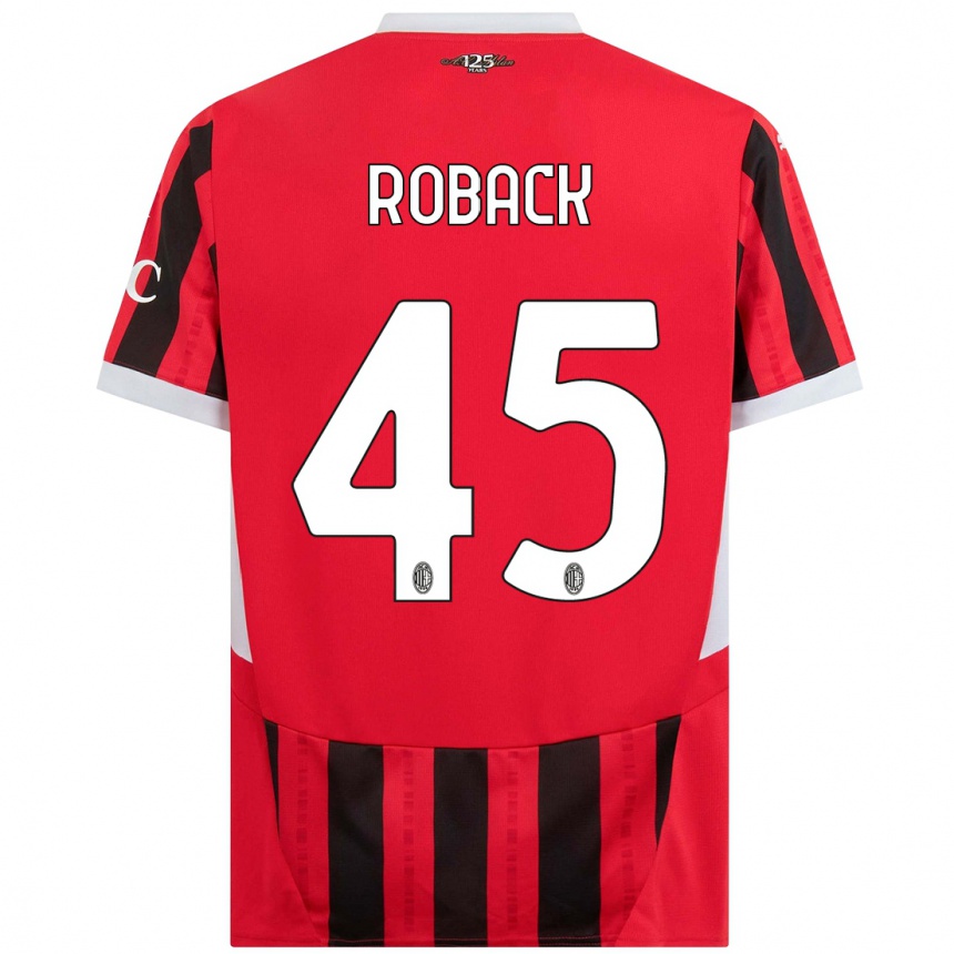 Men Football Emil Roback #45 Red Black Home Jersey 2024/25 T-Shirt Uk