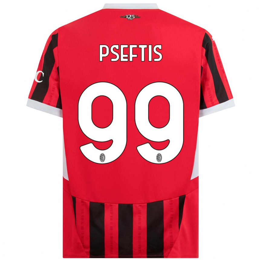 Men Football Fotios Pseftis #99 Red Black Home Jersey 2024/25 T-Shirt Uk