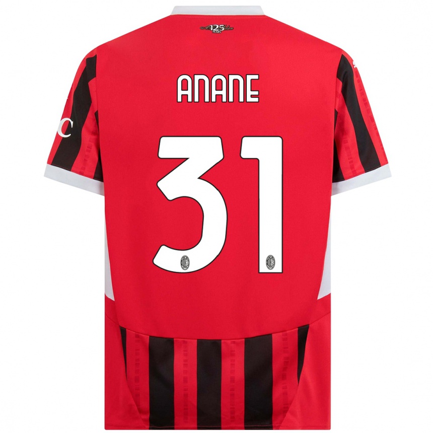 Men Football Emmanuel Anane #31 Red Black Home Jersey 2024/25 T-Shirt Uk