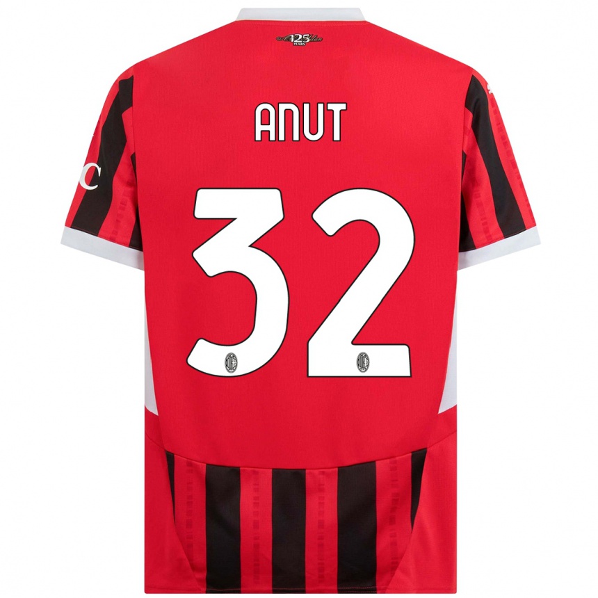 Men Football Niccolo Anut #32 Red Black Home Jersey 2024/25 T-Shirt Uk