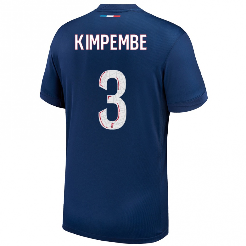 Men Football Presnel Kimpembe #3 Navy Blue White Home Jersey 2024/25 T-Shirt Uk