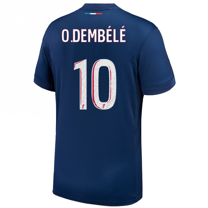 Men Football Ousmane Dembele #10 Navy Blue White Home Jersey 2024/25 T-Shirt Uk