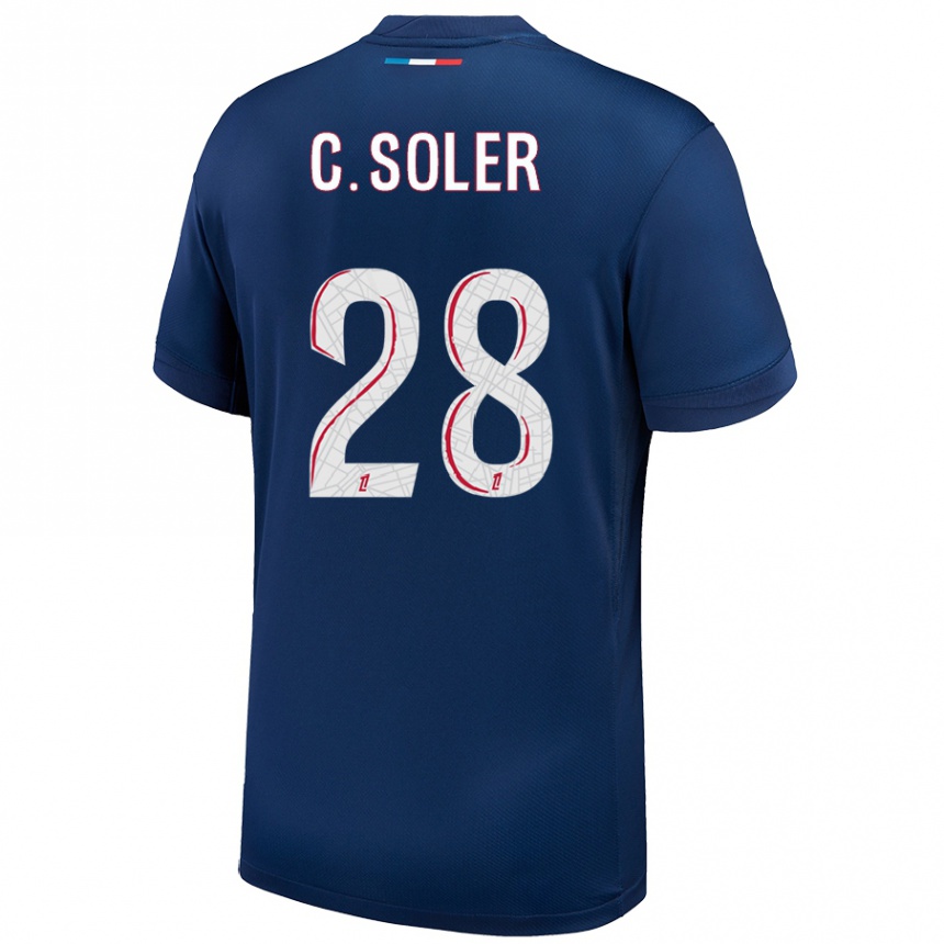 Men Football Carlos Soler #28 Navy Blue White Home Jersey 2024/25 T-Shirt Uk