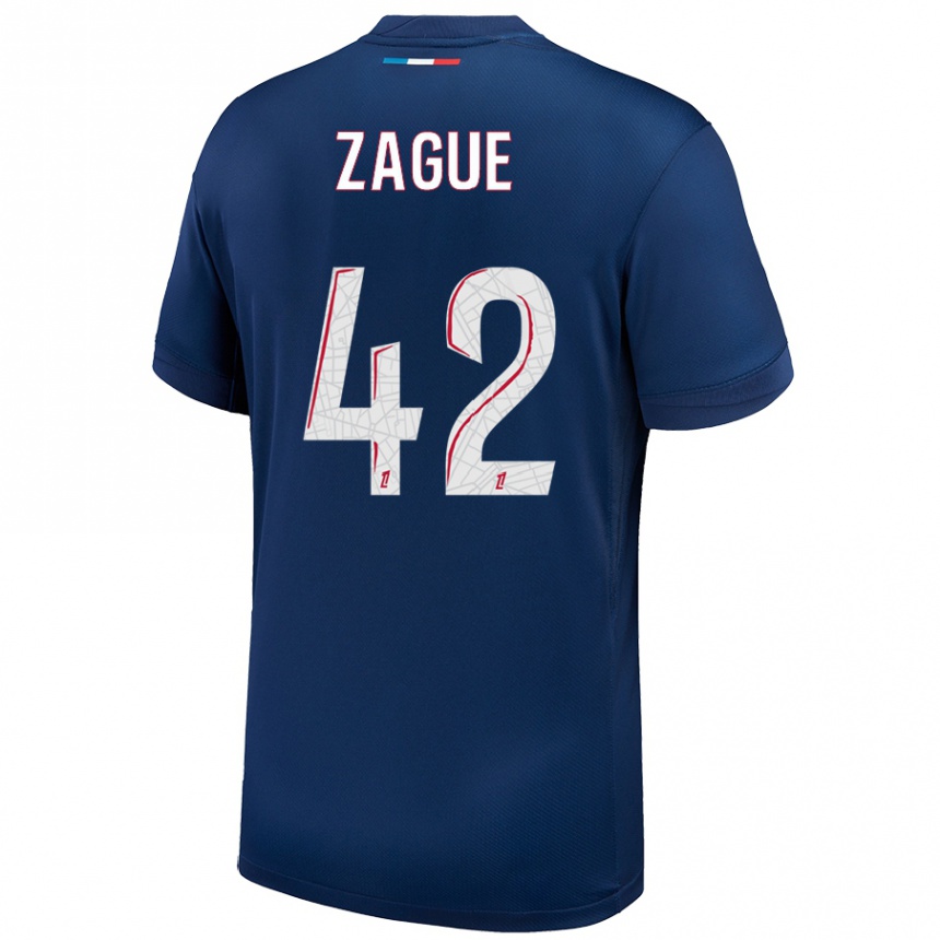 Men Football Yoram Zague #42 Navy Blue White Home Jersey 2024/25 T-Shirt Uk