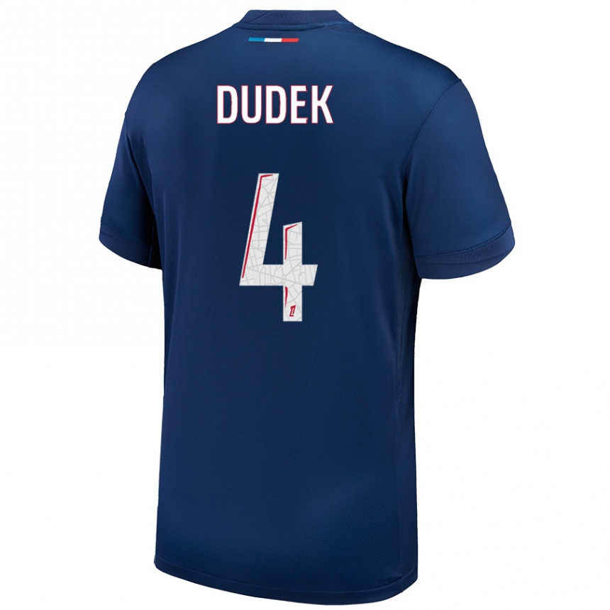 Men Football Paulina Dudek #4 Navy Blue White Home Jersey 2024/25 T-Shirt Uk