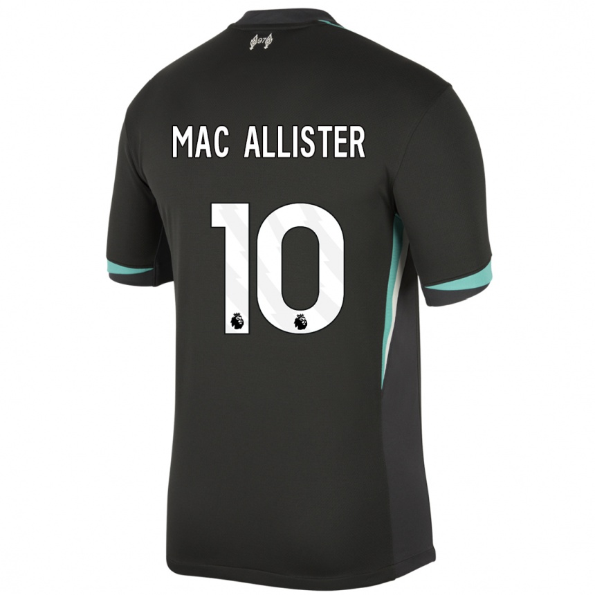 Men Football Alexis Mac Allister #10 Black Anthracite White Away Jersey 2024/25 T-Shirt Uk