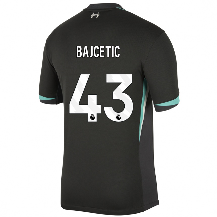 Men Football Stefan Bajcetic #43 Black Anthracite White Away Jersey 2024/25 T-Shirt Uk