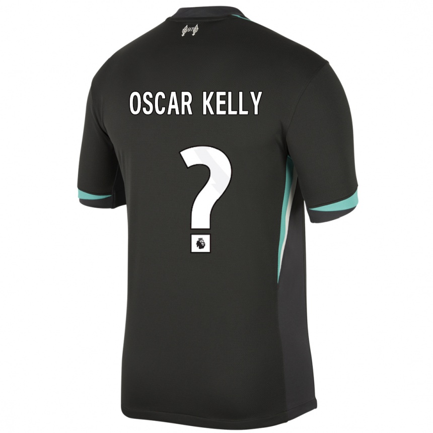 Men Football Oscar Kelly #0 Black Anthracite White Away Jersey 2024/25 T-Shirt Uk