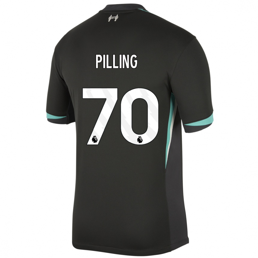 Men Football Tommy Pilling #70 Black Anthracite White Away Jersey 2024/25 T-Shirt Uk