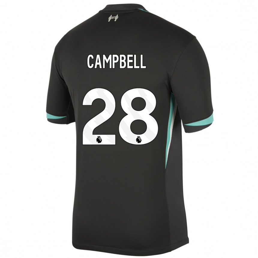 Men Football Megan Campbell #28 Black Anthracite White Away Jersey 2024/25 T-Shirt Uk