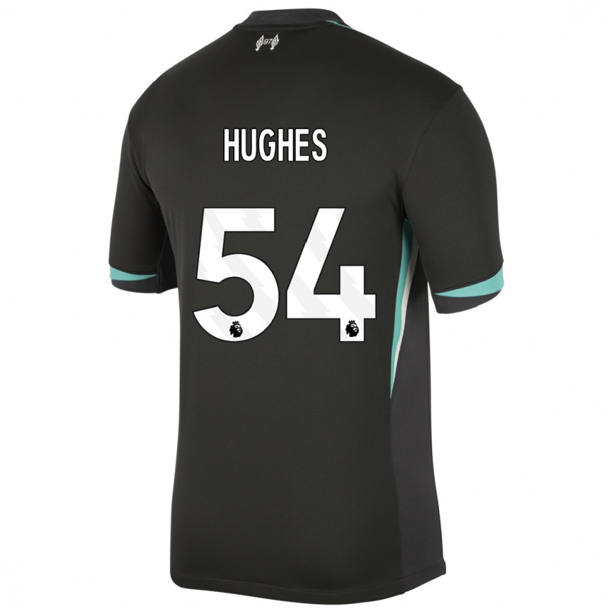 Men Football Liam Hughes #54 Black Anthracite White Away Jersey 2024/25 T-Shirt Uk