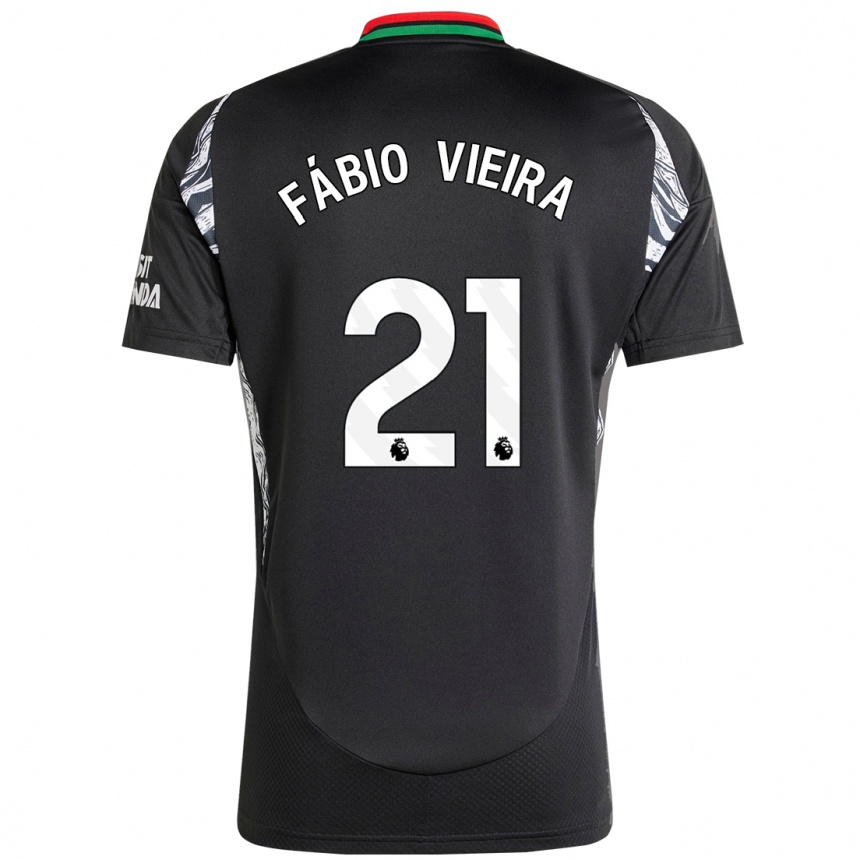 Men Football Fabio Vieira #21 Black Away Jersey 2024/25 T-Shirt Uk