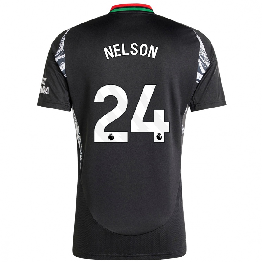 Men Football Reiss Nelson #24 Black Away Jersey 2024/25 T-Shirt Uk