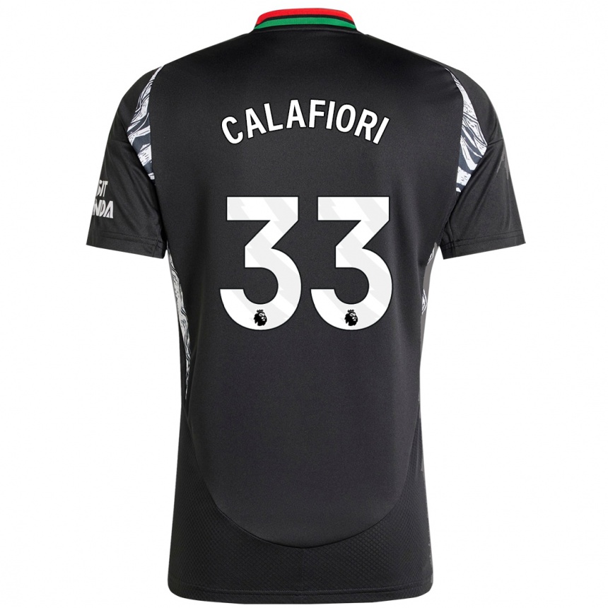 Men Football Riccardo Calafiori #33 Black Away Jersey 2024/25 T-Shirt Uk