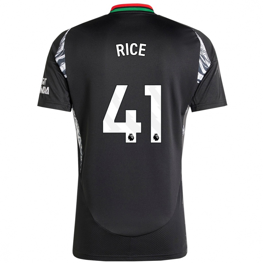 Men Football Declan Rice #41 Black Away Jersey 2024/25 T-Shirt Uk