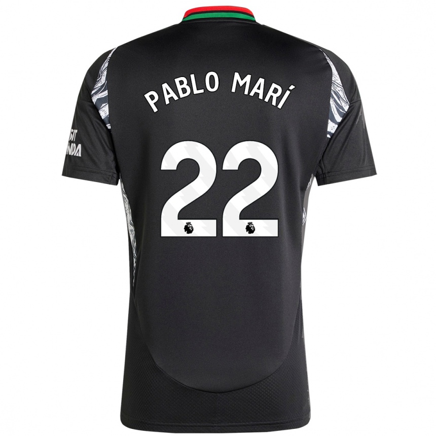 Men Football Pablo Mari #22 Black Away Jersey 2024/25 T-Shirt Uk