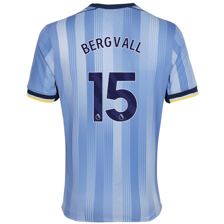 Men Football Lucas Bergvall #15 Light Blue Away Jersey 2024/25 T-Shirt Uk