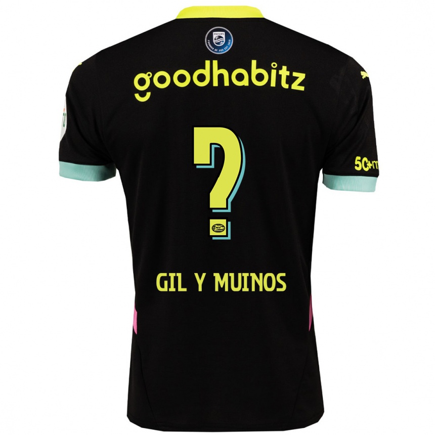 Men Football Yaël Gil Y Muiños #0 Black Yellow Away Jersey 2024/25 T-Shirt Uk